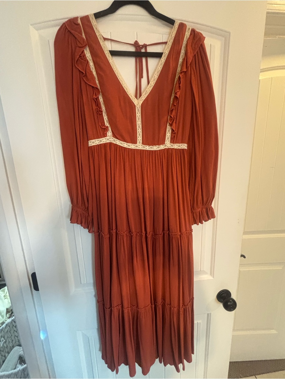 Fall Maxi Dress with Lace Trim